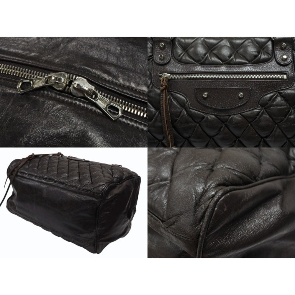 BALENCIAGA Matelasse City Handbag Brown Leather - Picture 6 of 9